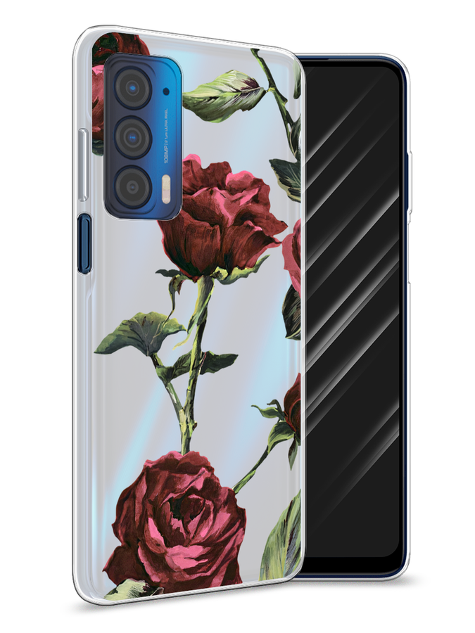 

Чехол Awog на Motorola Edge (2021) "Бордовые розы фон", Красный, 242950-8