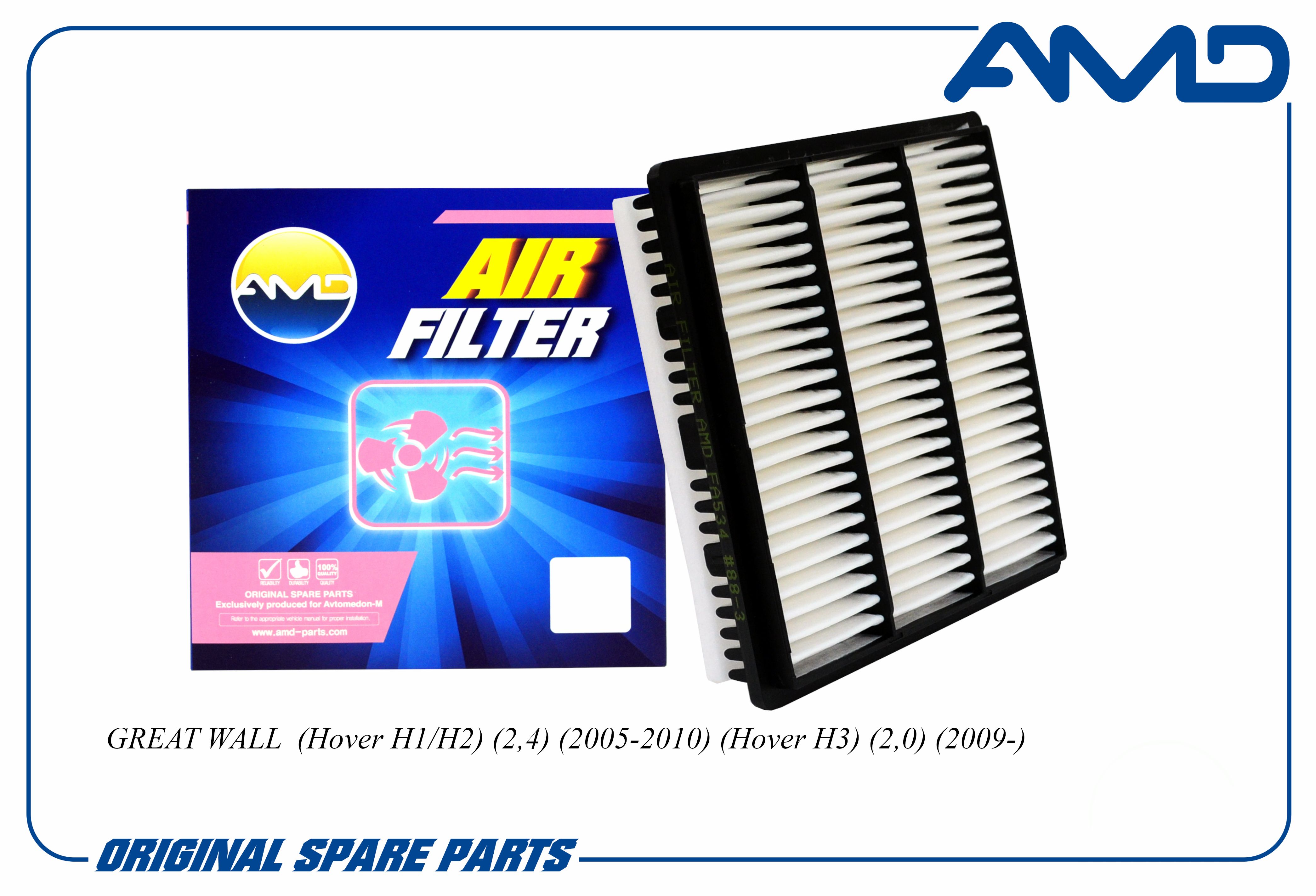 

Фильтр воздушный AMD.FA534 GREAT WALL Hover H1/H2 2,4 2005-10 Hover H3 2,0 2009- CA