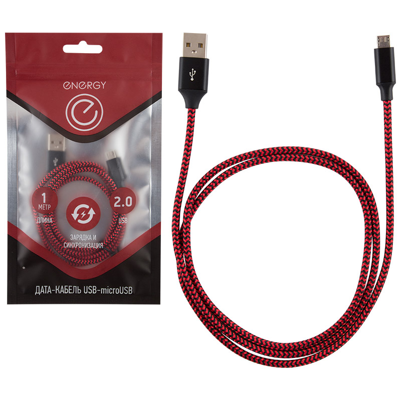 фото Кабель energy et-03 usb microusb, цвет-красный (006376) nrg