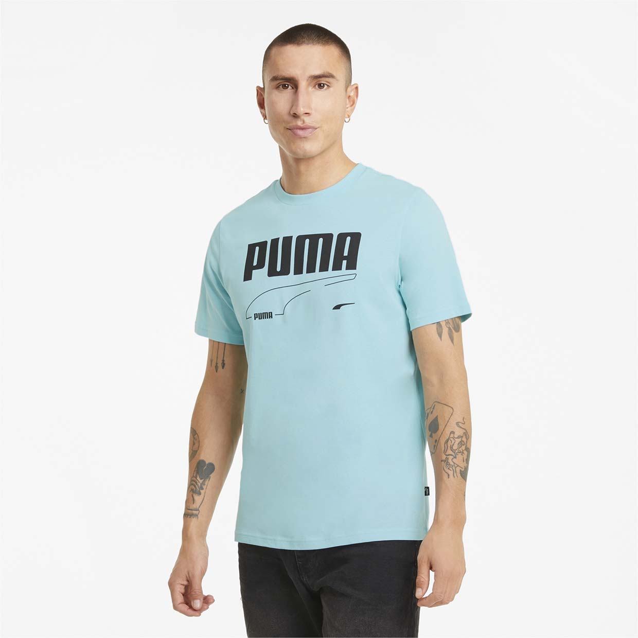 фото Футболка мужская rebel tee puma голубая xl