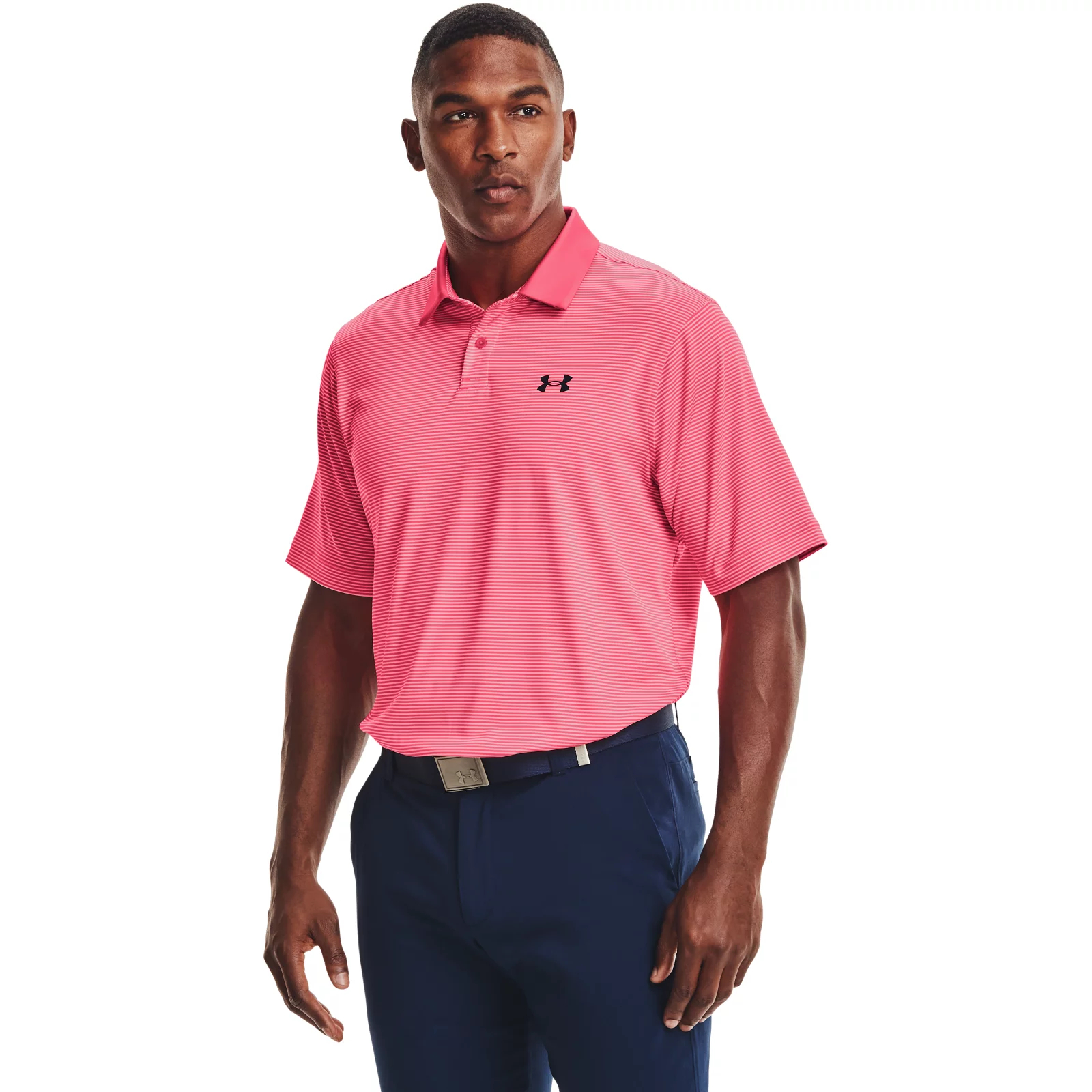 

Футболка-поло мужская Performance Stripe Polo Under Armour розовая L, Performance Stripe Polo