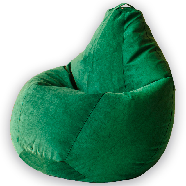 фото Кресло мешок груша зеленый микровельвет 2xl, классический dreambag
