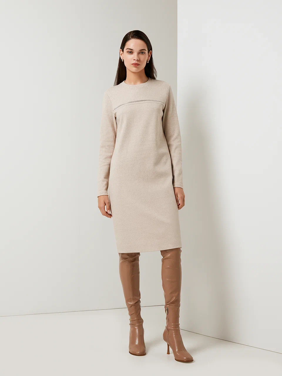 

Платье женское Elis DR0454K5 бежевое 42, Бежевый, DR0454K5