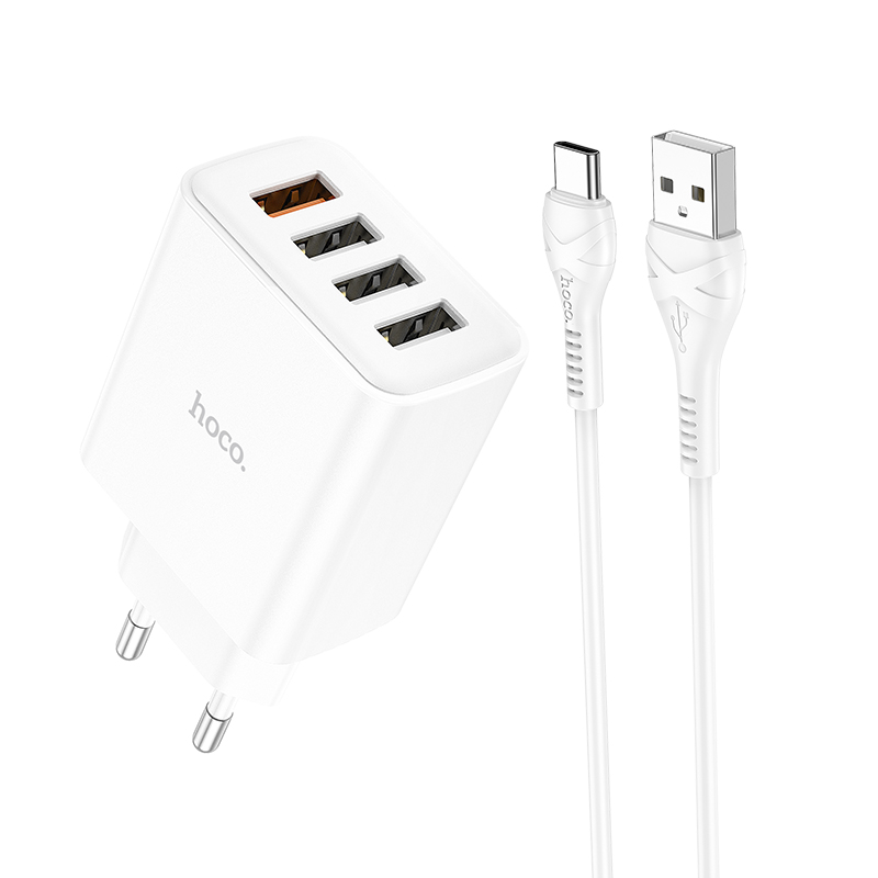 

Сетевое зарядное устройство Hoco C102Aa type-c 4xUSB 2.1 А белый, C102Aa