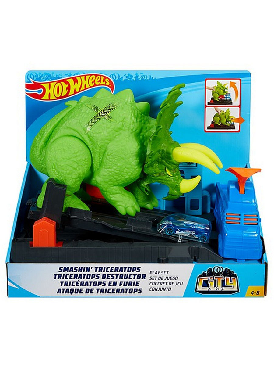 

Игровой набор Mattel Hot Wheels Сити Разгневанный трицератопс