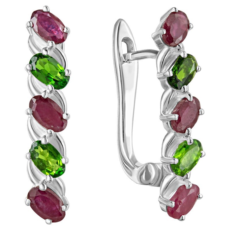 

Серьги из серебра с допсидом, рубином LAZURIT-ONLINE 8022PD, 8022PD
