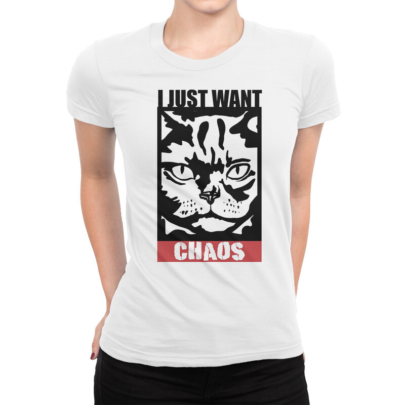 

Футболка женская Dream Shirts Кот - I Just Want Chaos 9899093111 белая 2XL, Кот - I Just Want Chaos 9899093111