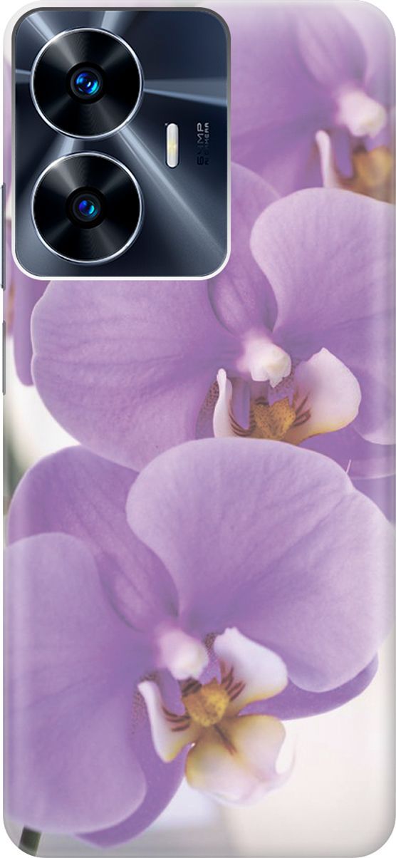 

Силиконовый чехол на Realme C55 с принтом "Сиреневые орхидеи", Фиолетовый;серый, 159496