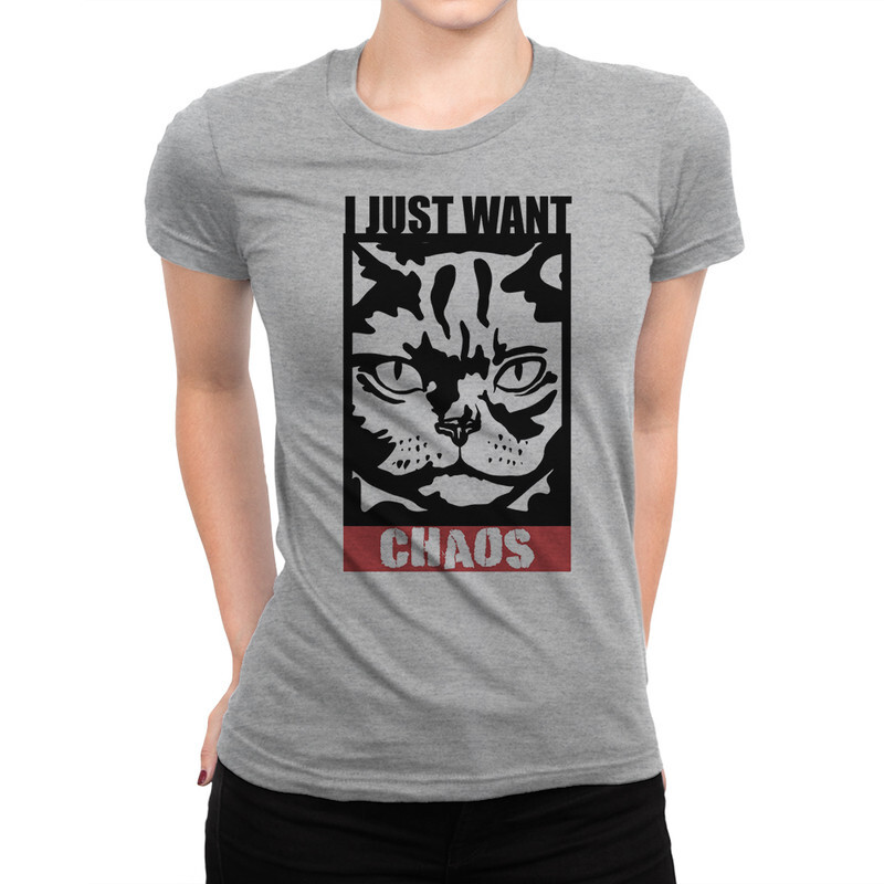 фото Футболка женская dream shirts кот - i just want chaos 9899094111 серая 2xl