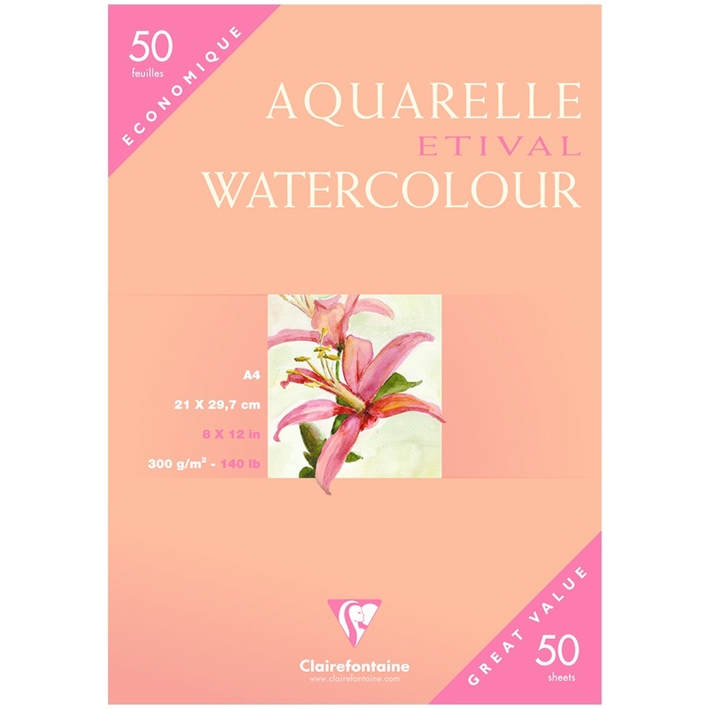 

Бумага для акварели Clairefontaine Etival Watercolour, 50 листов, А4, 300 г/м2, "Etival Watercolour", 50 листов, А4, 300 г/м2
