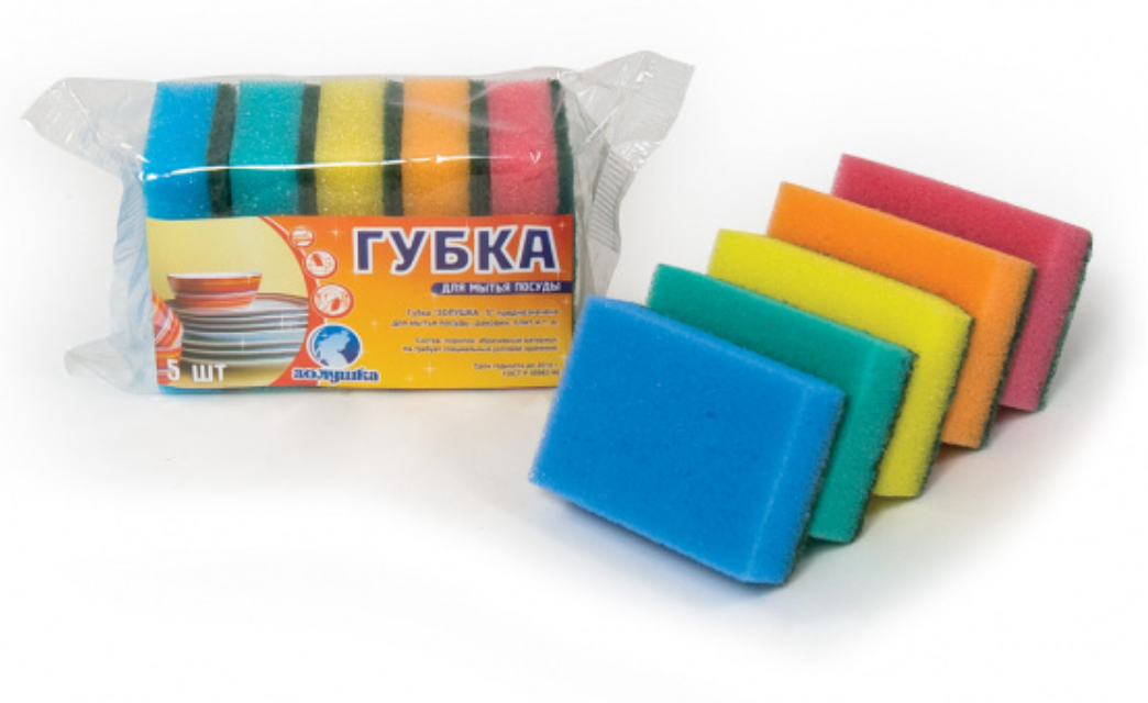 

Губка для посуды "Золушка-5", 5 шт., 85х55 мм, Разноцветный