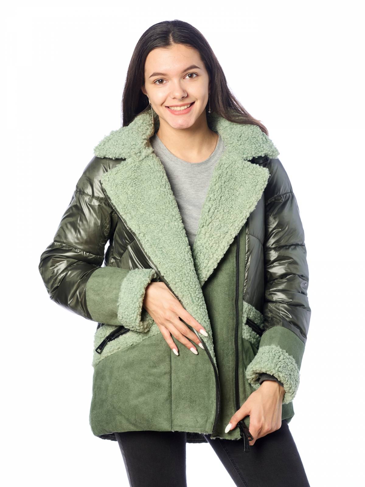 Куртка женская EVACANA 4054 зеленая 48 RU