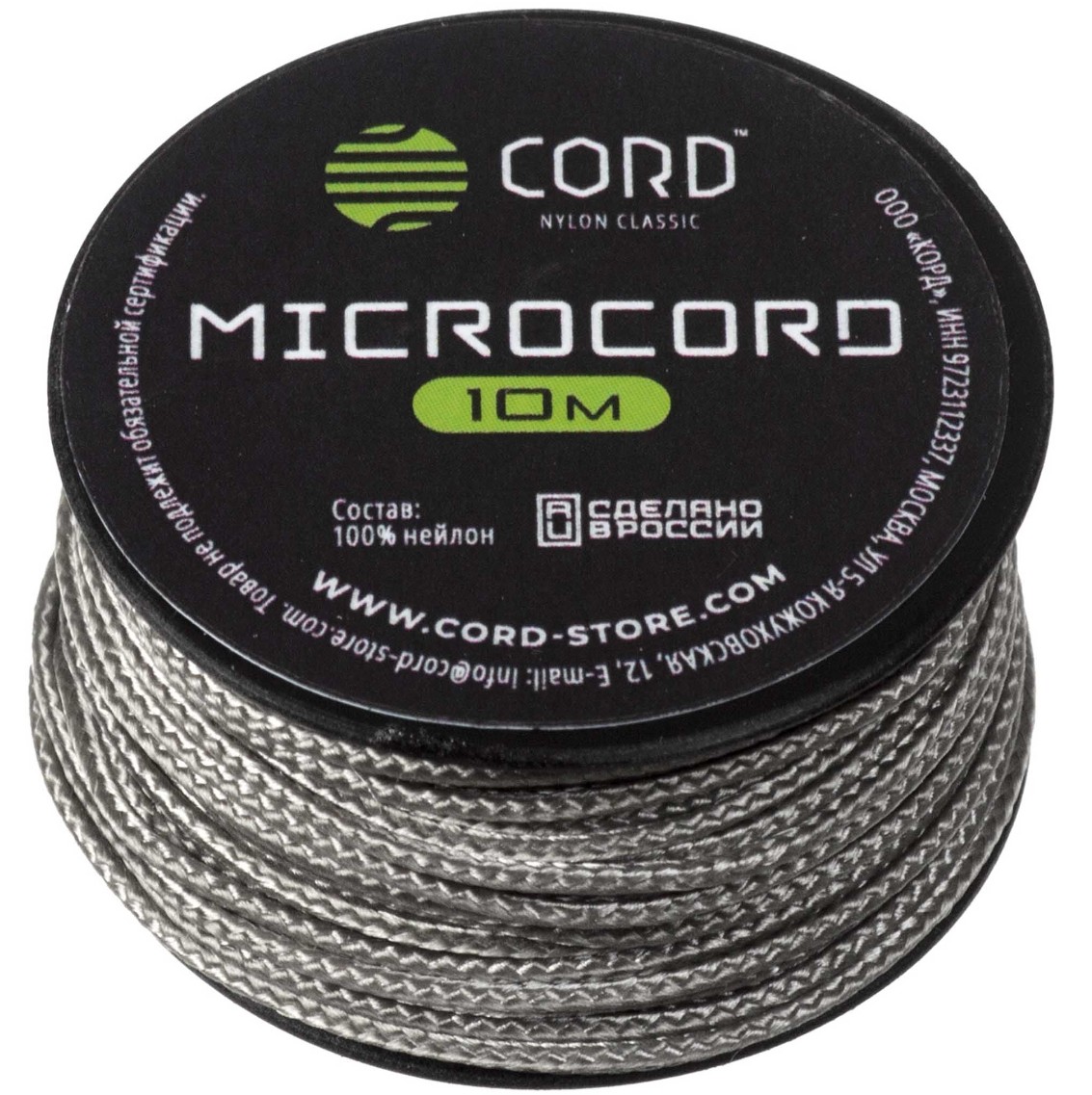 

Микрокорд CORD катушка 10м (grey), Серый, УТ-00071581