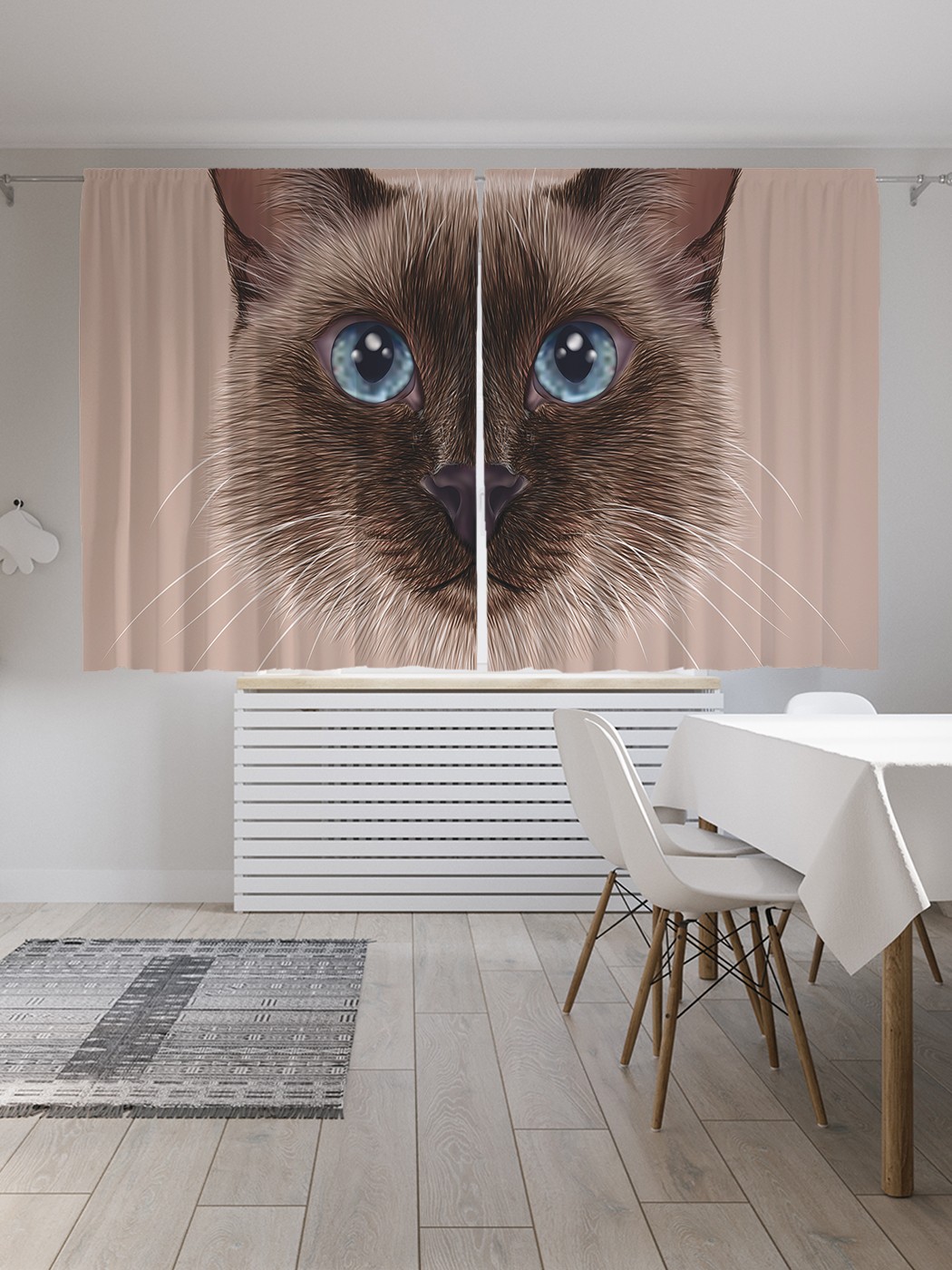 

Шторы JoyArty с фотопечатью "Тайский кот" из сатена, 290х180 см, Тайский кот