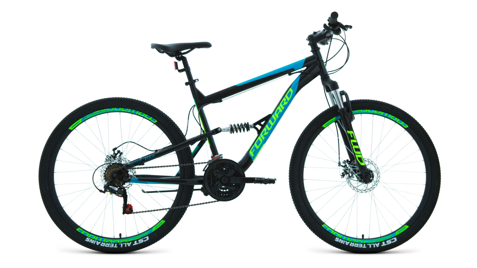 

Велосипед 27.5 FORWARD RAPTOR 2.0 (DISK) (18-ск.) 2022 (рама 18) черный/бирюзовый