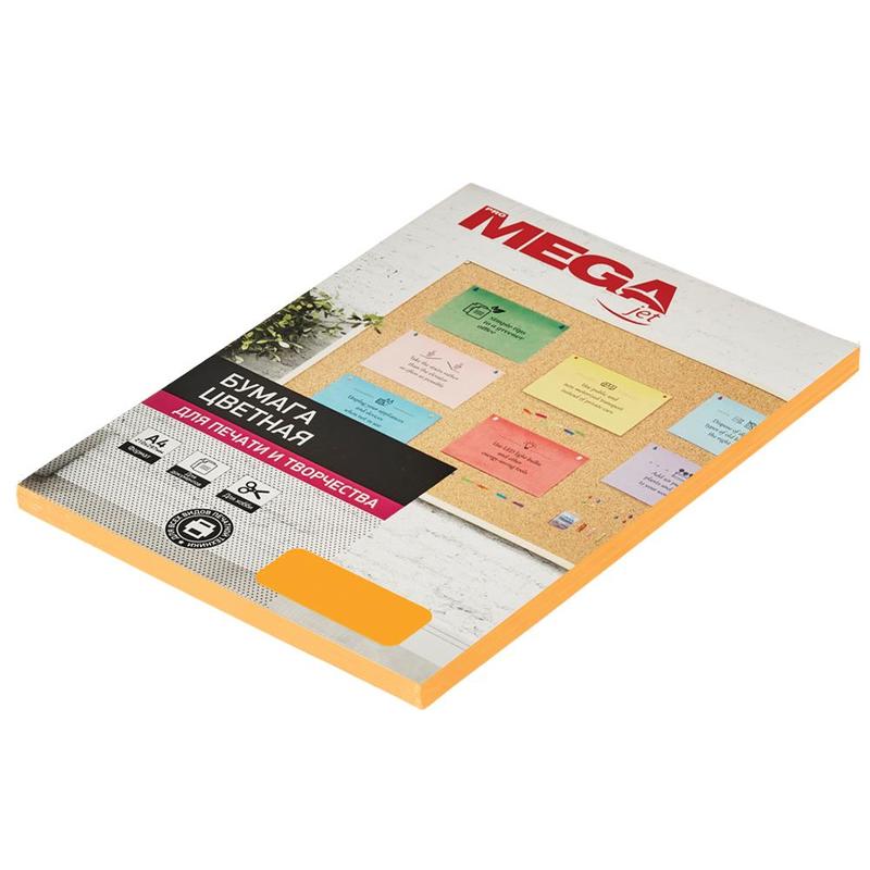 Бумага цветная для офисной техники ProMega Neon оранжевая А4 75 г/кв.м 100 листов, 866165