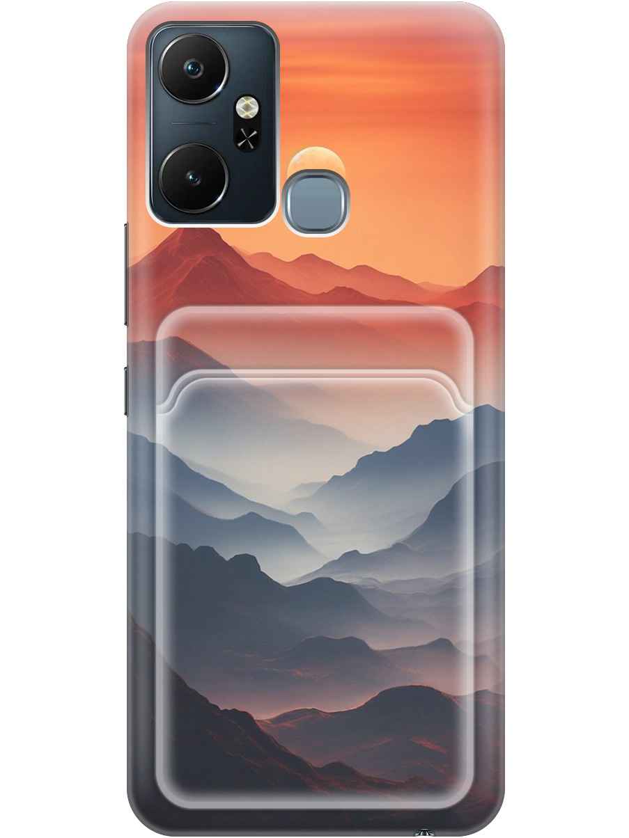

Силиконовый чехол на Infinix Smart 6 Plus с принтом с карманом для карты прозрачный 785706, Прозрачный;оранжевый;черный, 762092510