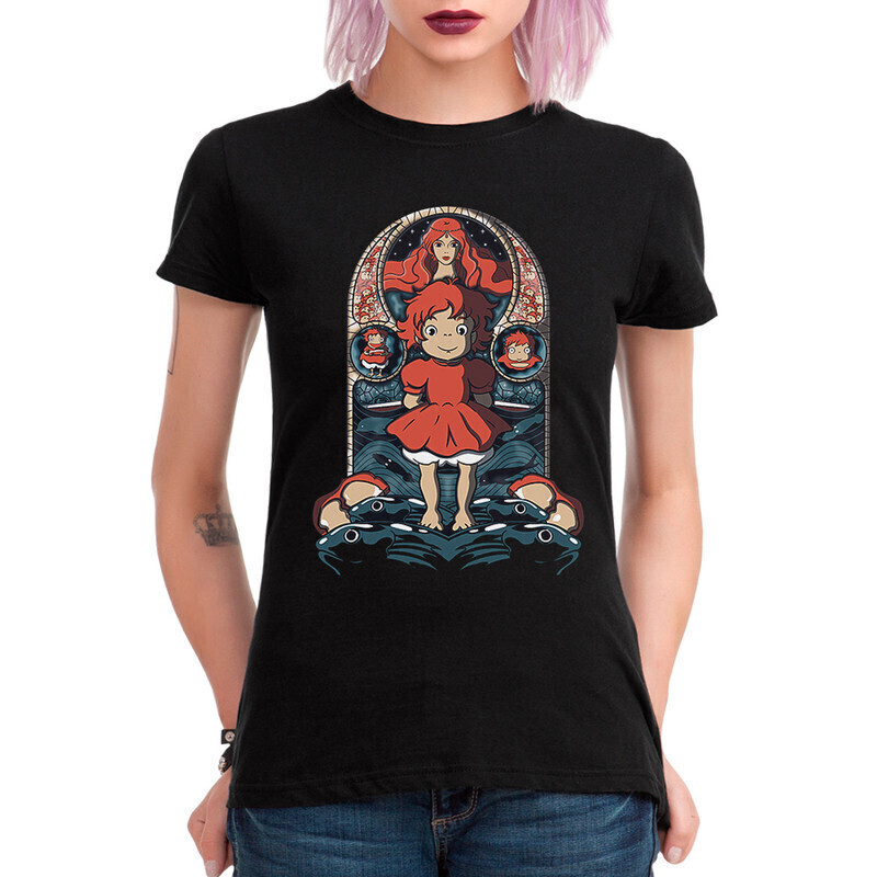 

Футболка женская Dream Shirts Рыбка Поньо на утёсе 10003831 черная XL, Рыбка Поньо на утёсе 10003831