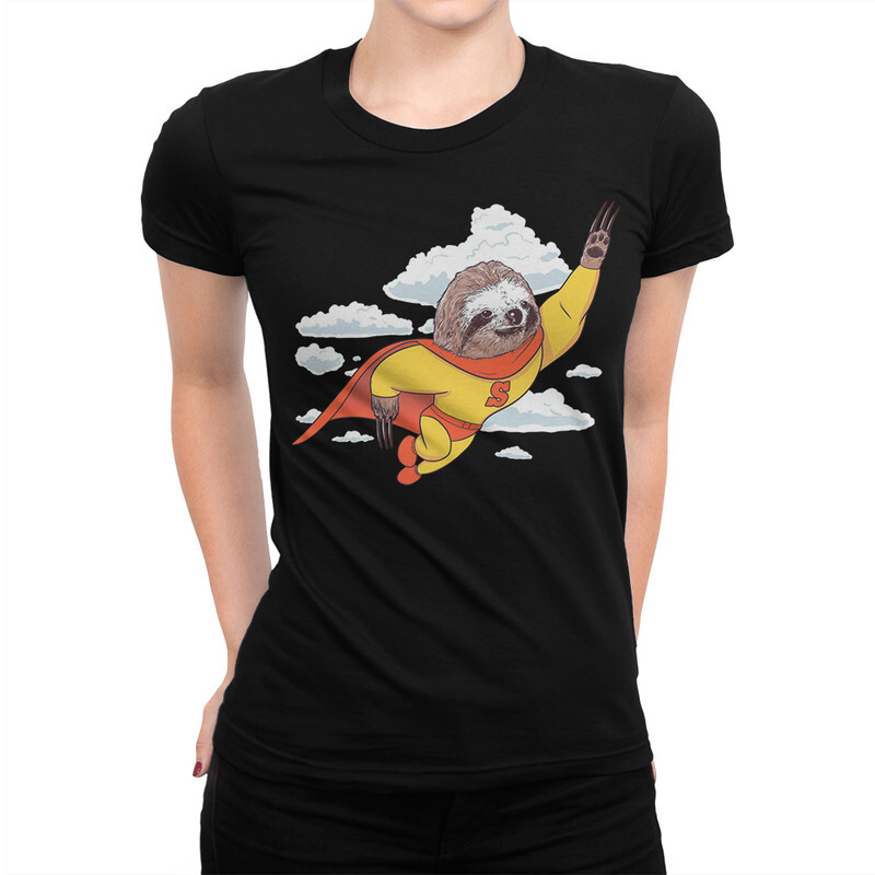 

Футболка женская Dream Shirts Ленивец Супермен 9899103111 черная M, Ленивец Супермен 9899103111