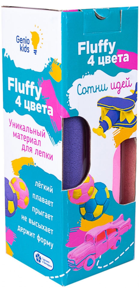 Набор для детской лепки Genio Kids Fluffy Воздушный пластилин 4 цвета 100г 239₽