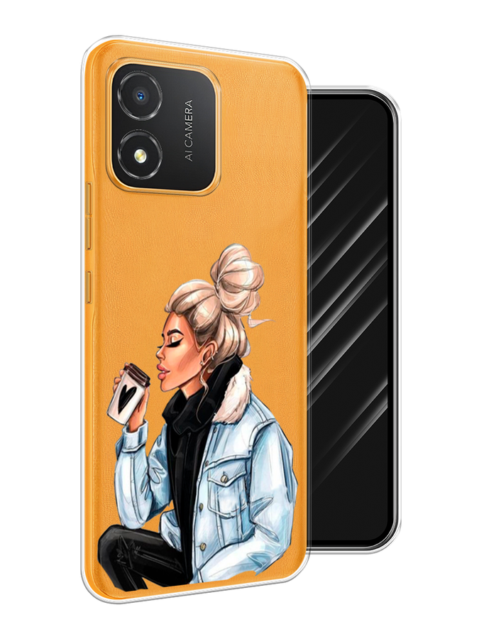 

Чехол Awog на Honor X5 "Cute girl", Бежевый;черный;голубой, 6120950-7