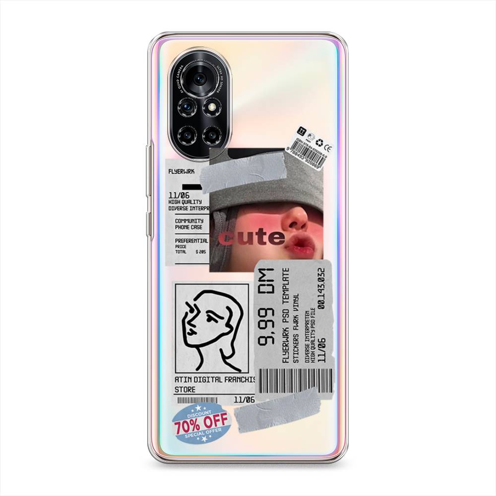 

Чехол на Honor V40 Lite "Cute girl collage", Розовый;серый;голубой, 6105750-6