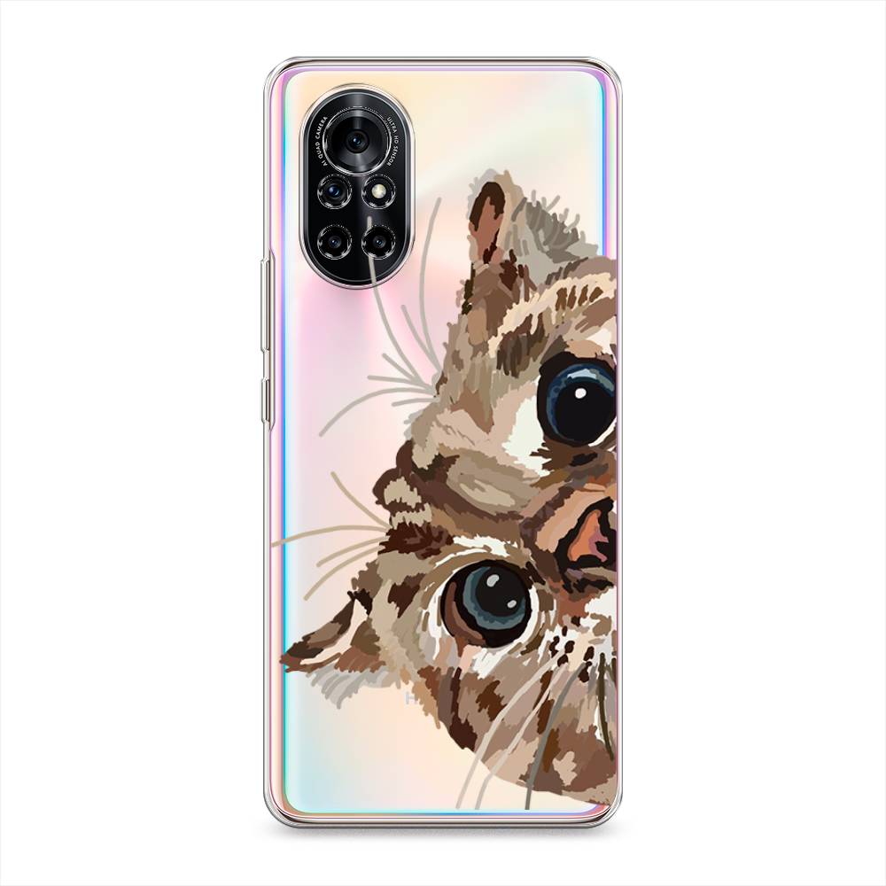 

Чехол на Honor V40 Lite "Любопытный кот", Коричневый;синий;черный, 6105750-1