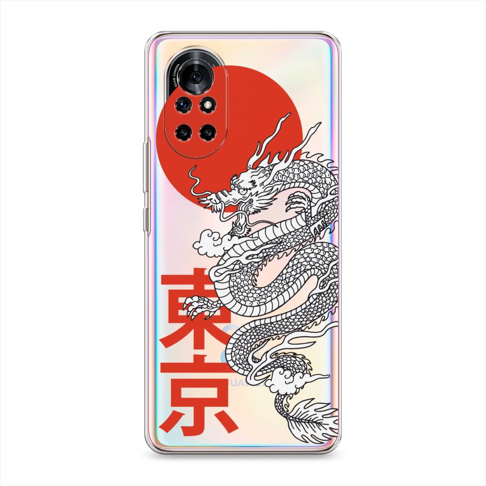 

Чехол на Honor V40 Lite "Китайский дракон", Черный;красный;белый, 6105750-1