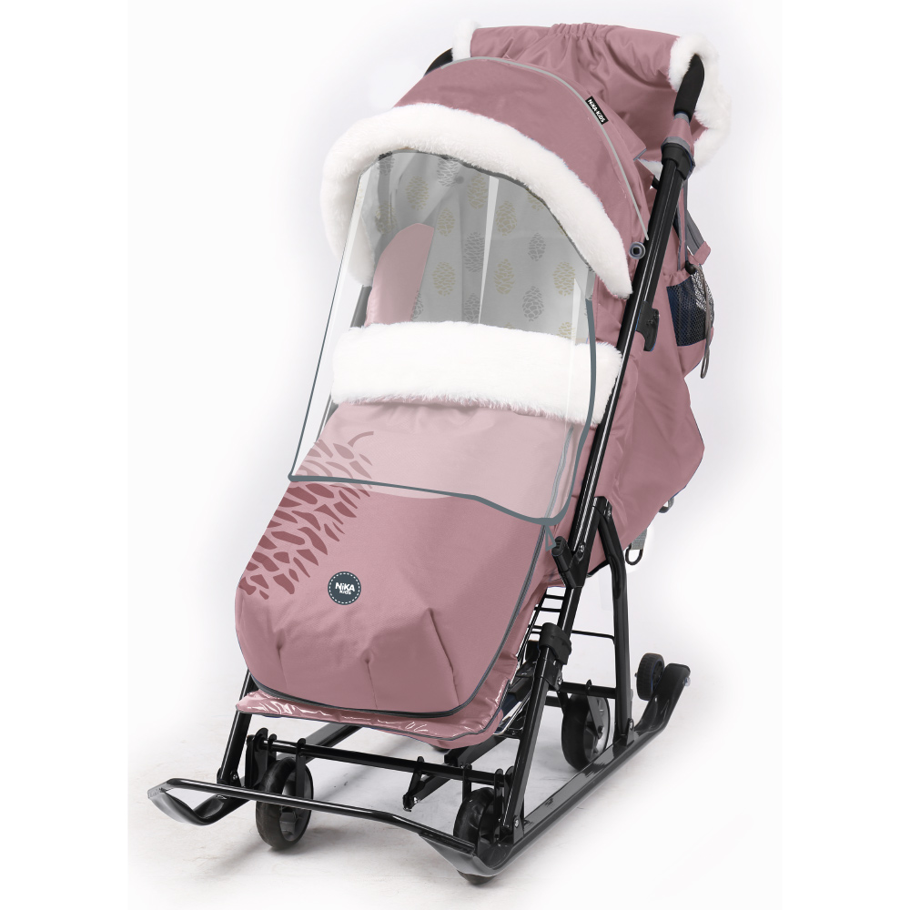

Санки-коляска Nika 7-5К комбинированная, пыльно-розовый Шишка