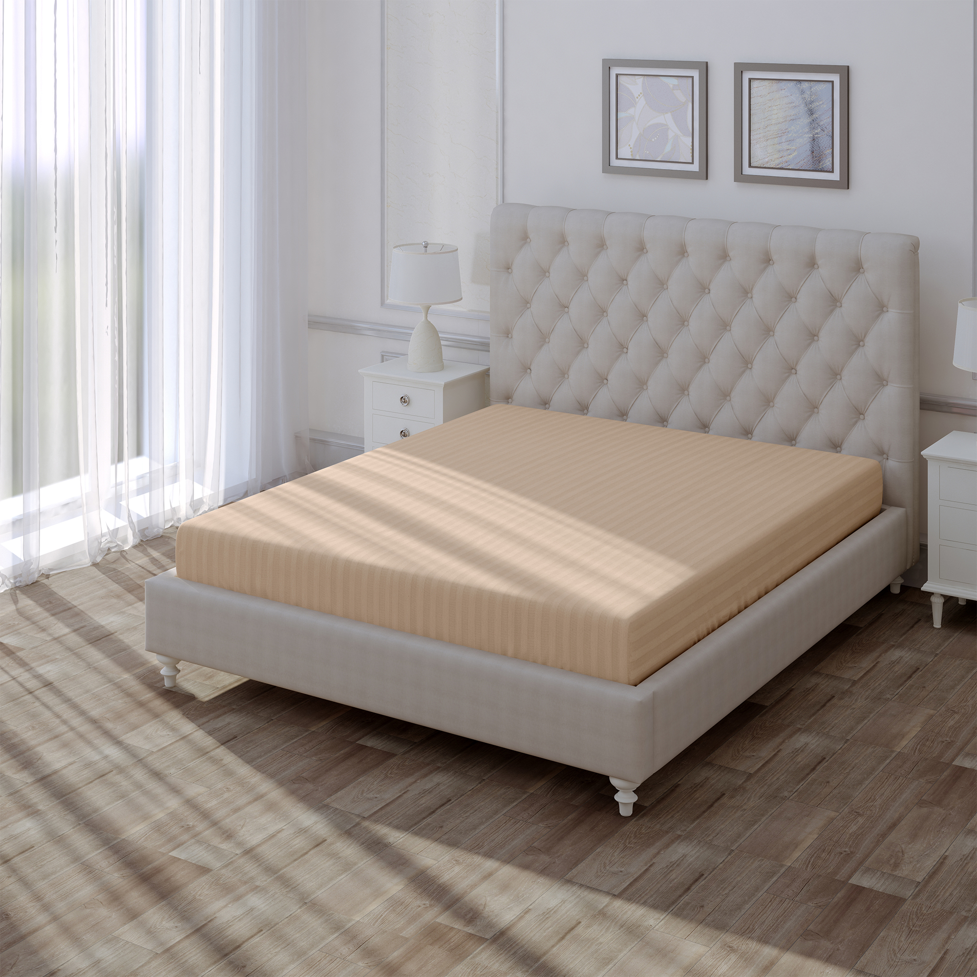 

Простыня LOVEME Premium 240х260, Bronze, 100% хлопок, страйп дизайн, Stripe