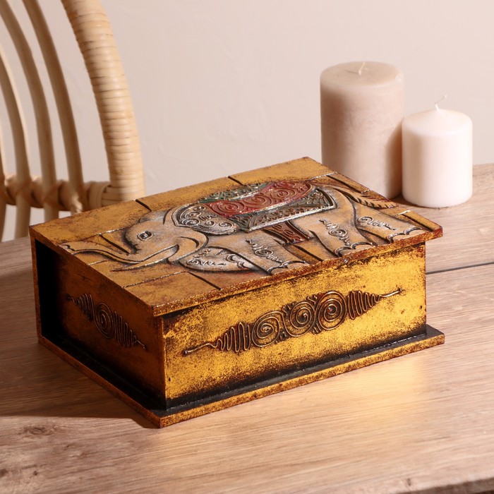 

Шкатулка Слоник 24х18х9 см, Разноцветный