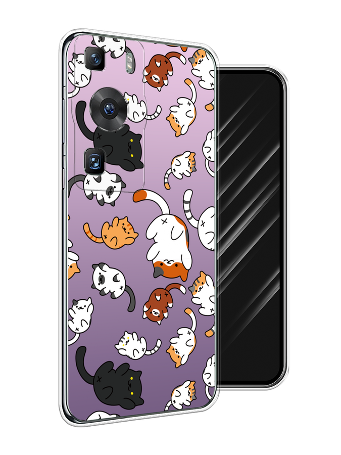 

Чехол Awog на Huawei P60/P60 Pro "Котопад", Фиолетовый;белый, 6121150-1
