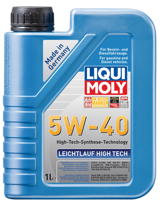 

Моторное масло LIQUI MOLY cинтетическое 5W40 SN/CF LEICHTLAUF HIGH TECH 1л