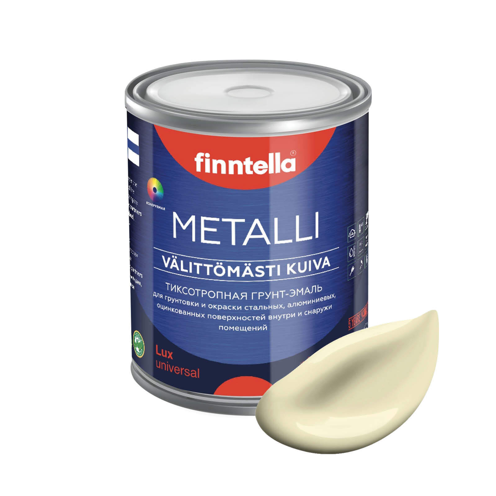 

Грунт-эмаль для металла METALLI 3 в 1, Светло-жёлтый, цвет IVORY, 1л, Желтый, Быстросохнущая краска по металлу METALLI. Грунт эмаль 3 в 1 по железу и по оцинковке для наружных и внутренних работ. Антикоррозийная защита металла. Грунт краска по ржавчине.