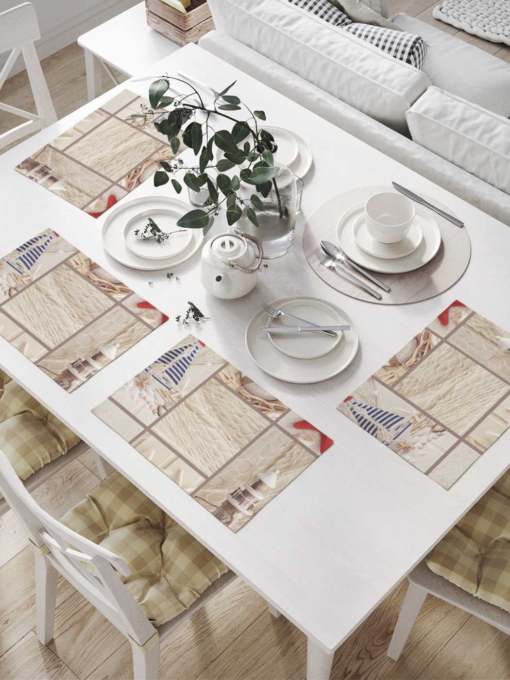 

Комплект салфеток JoyArty "Приглашаем на борт" для сервировки стола 32х46 см, 4 шт., Бежевый