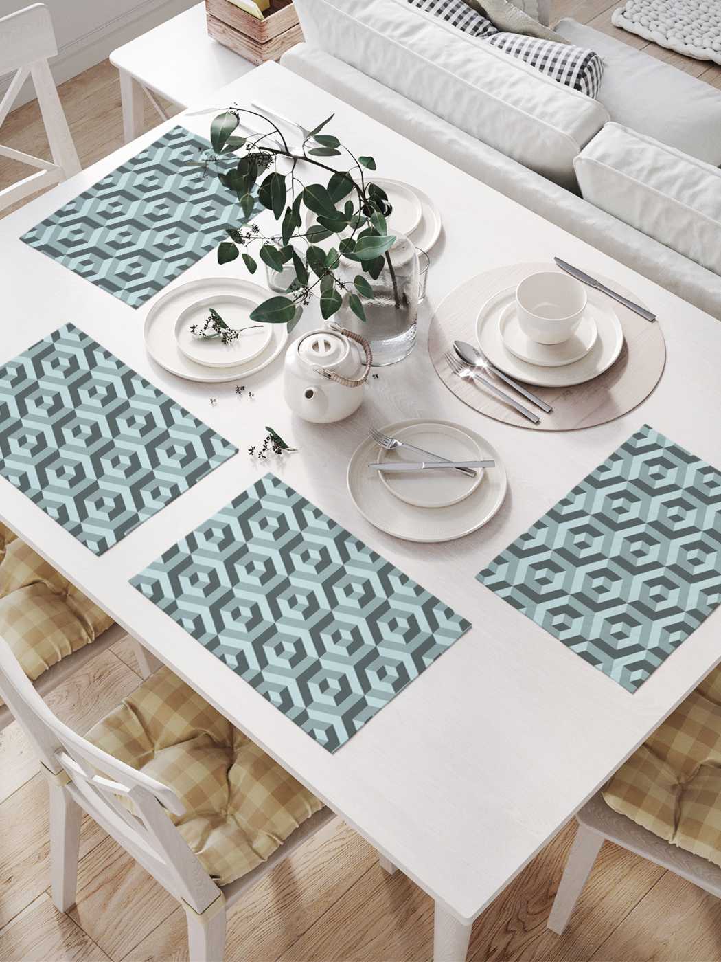 

Комплект салфеток JoyArty "Чеканка шестиугольников" для сервировки стола 32х46 см, 4 шт., Серый