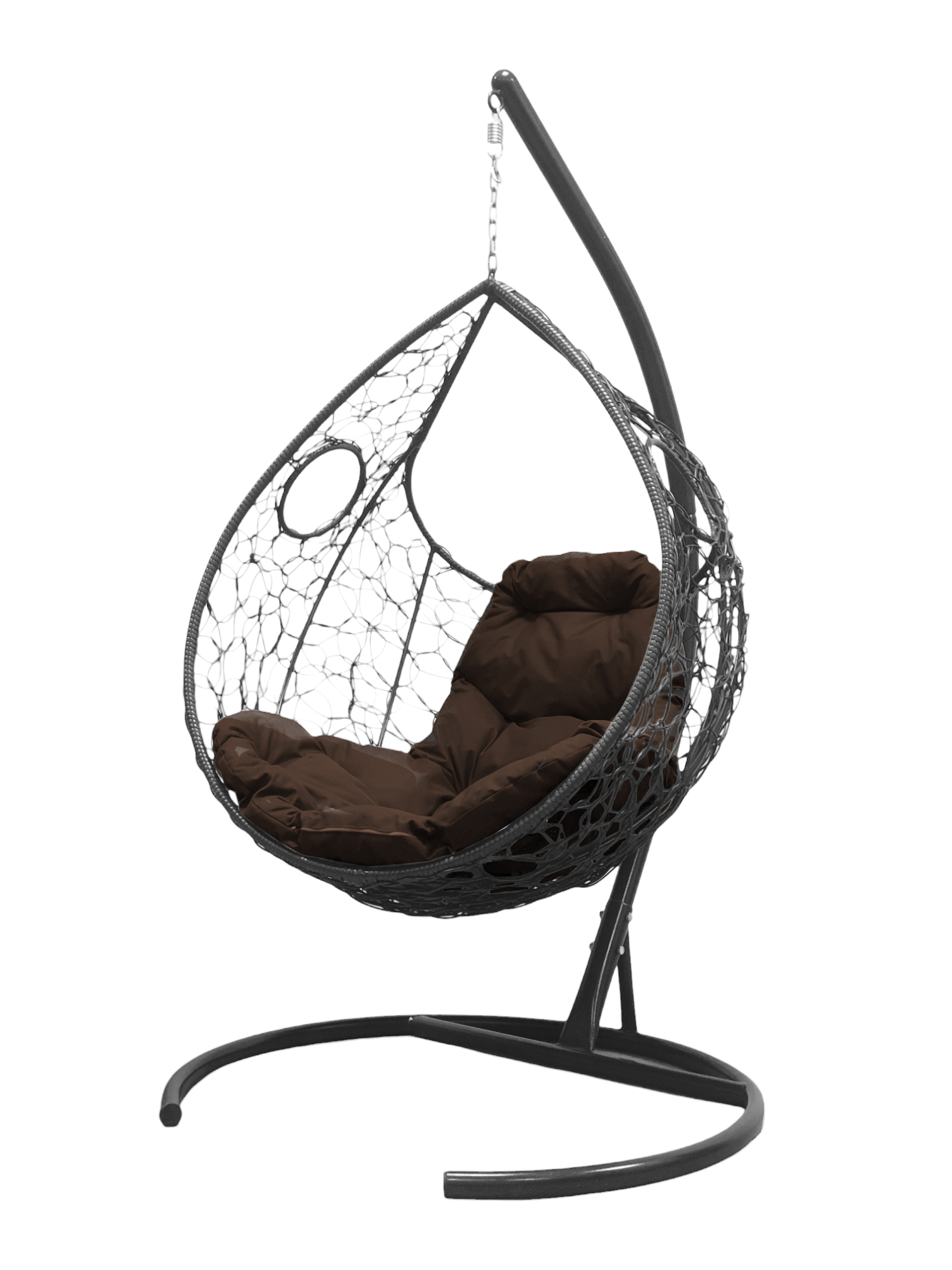фото Подвесное кресло серый m-group долька ротанг 11150305 коричневая подушка
