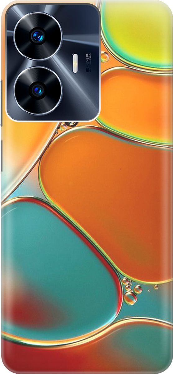 

Силиконовый чехол на Realme C55 с принтом "Разноцветные пузырьки", Голубой;оранжевый, 159490