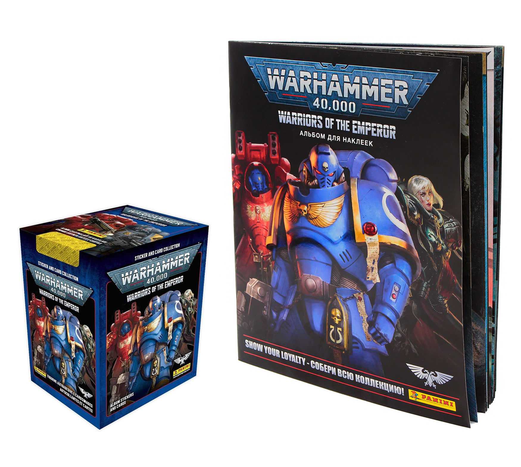 Альбом + Бокс наклеек Panini Warhammer 40,000: Warriors of the Emperor (250 наклеек)