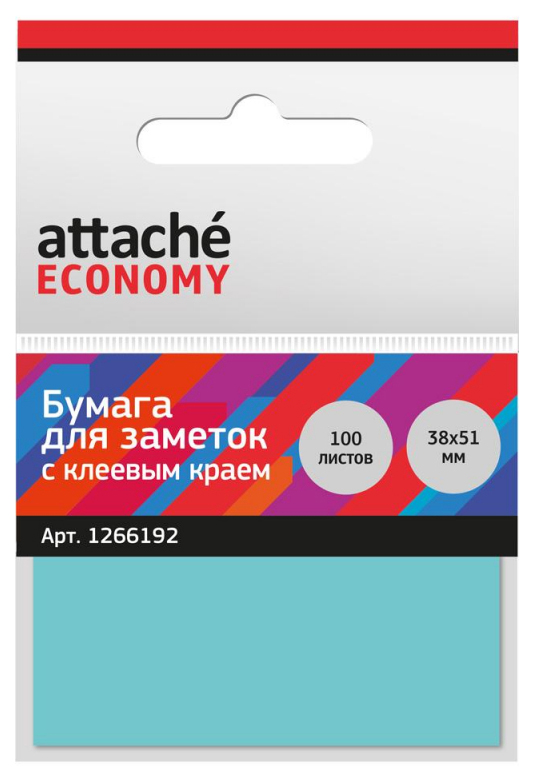 фото Стикеры attache economy 38x51 мм неоновый синий (1 блок, 100 листов), 1266192