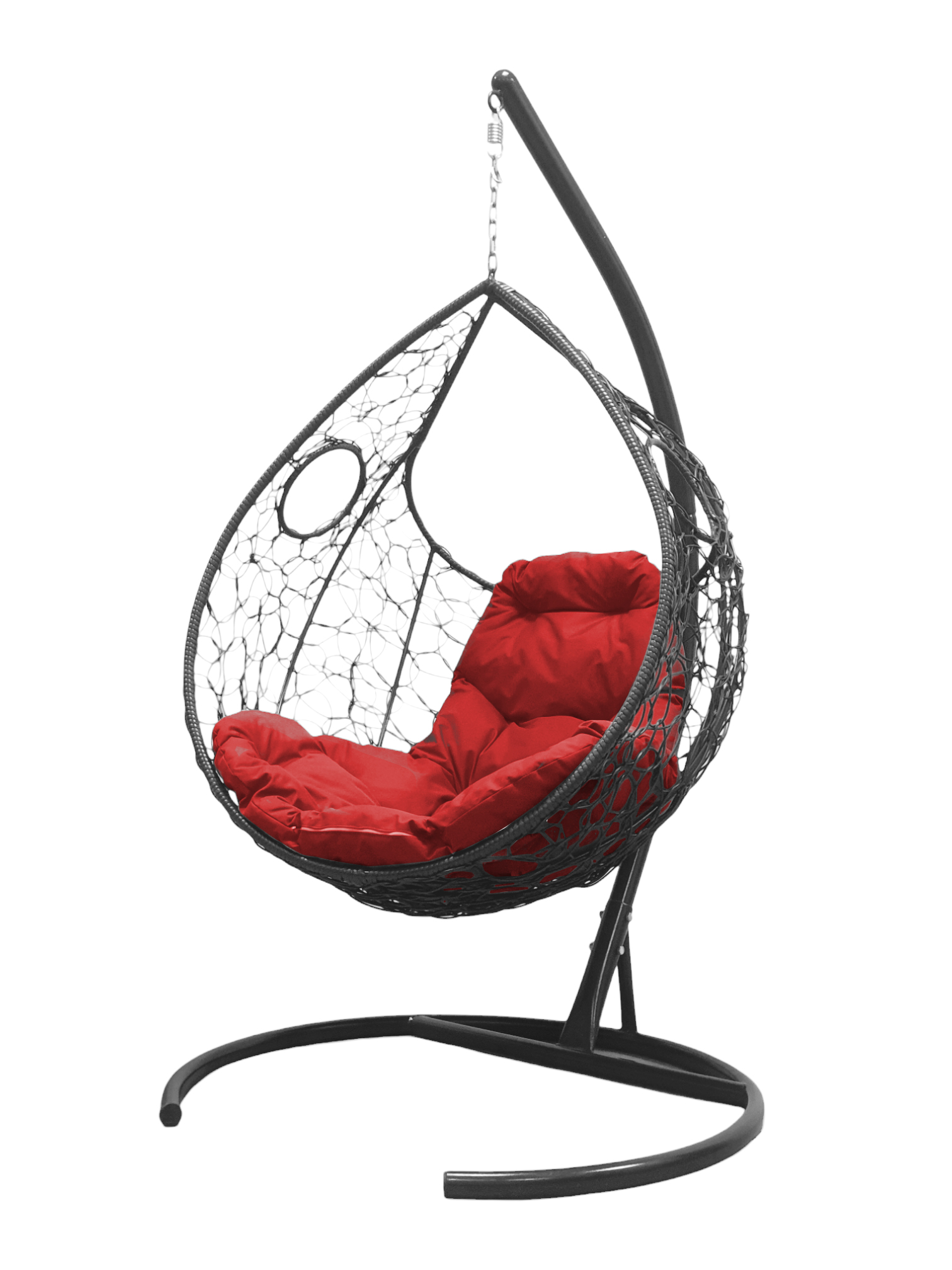 фото Подвесное кресло серый m-group долька ротанг 11150306 красная подушка