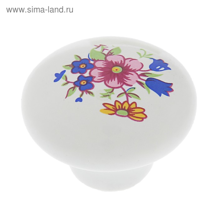 

Ручка кнопка FLOWER Ceramics 017, d=32, керамическая, белая, Белый