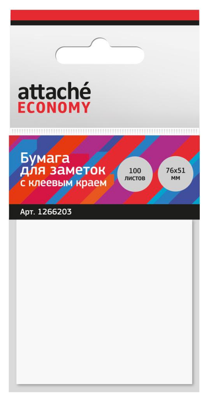 фото Стикеры attache economy 76x51 мм белая (1 блок, 100 листов), 1266203