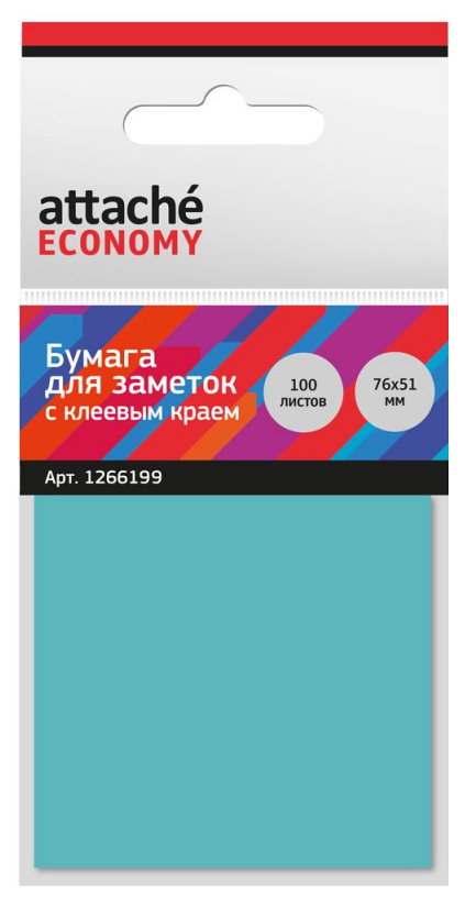 Стикеры Attache Economy 76x51 мм неоновый синий (1 блок, 100 листов), 1266199