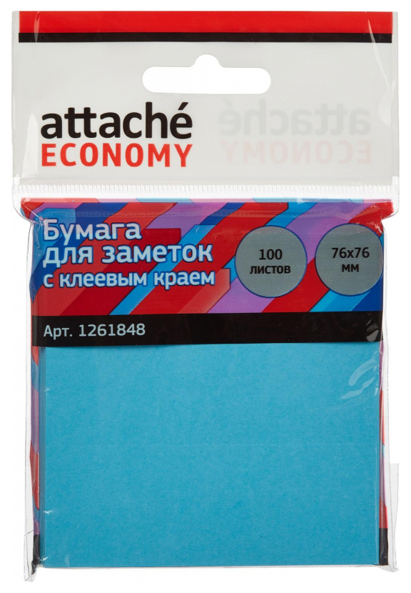 фото Стикеры attache economy 76x76 мм неоновый синий (1 блок, 100 листов), 1261848