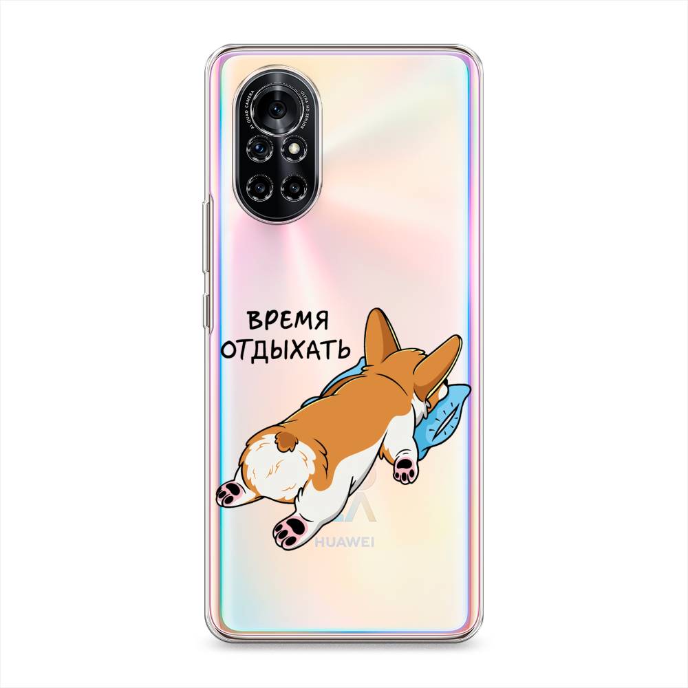

Чехол на Honor V40 Lite "Корги отдыхает", Черный;коричневый;голубой, 6105750-1