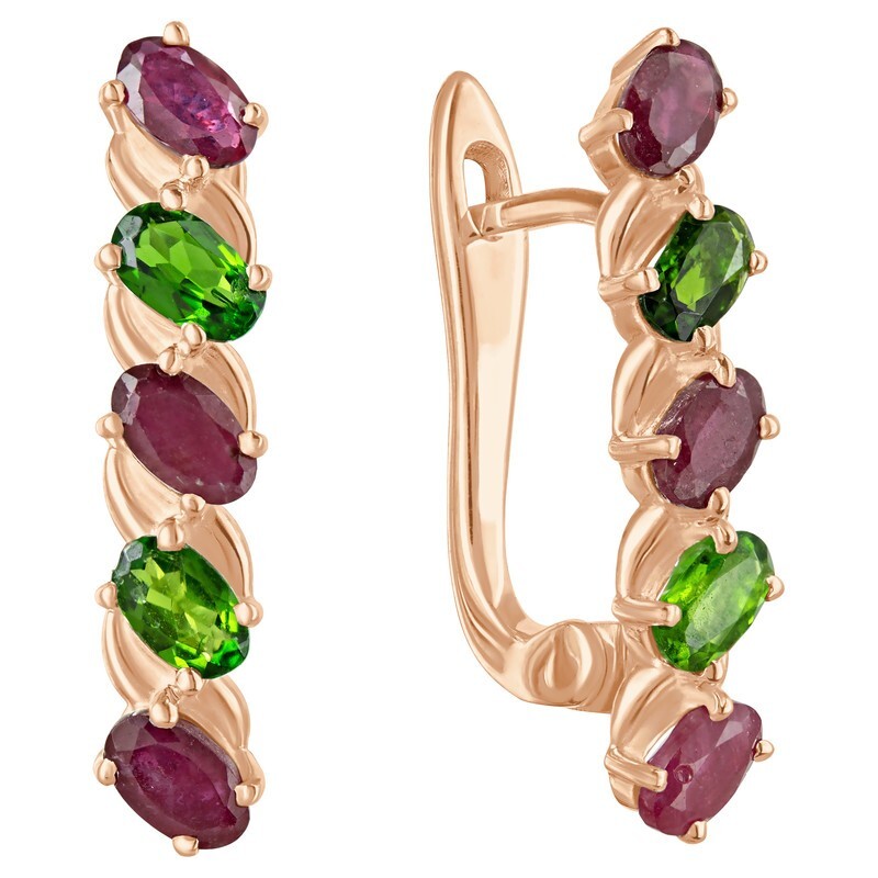 

Серьги из серебра с допсидом, рубином LAZURIT-ONLINE 8022RG, 8022RG