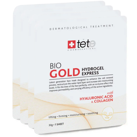 Гидрогелевая маска Tete Cosmeceutical с коллоидным золотом Gold Collagen Hydrogel, 4 шт