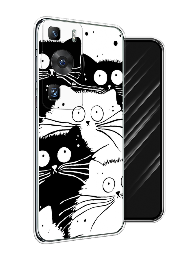 

Чехол Awog на Huawei P60/P60 Pro "Коты черно-белые", Черный;белый, 6121150-2