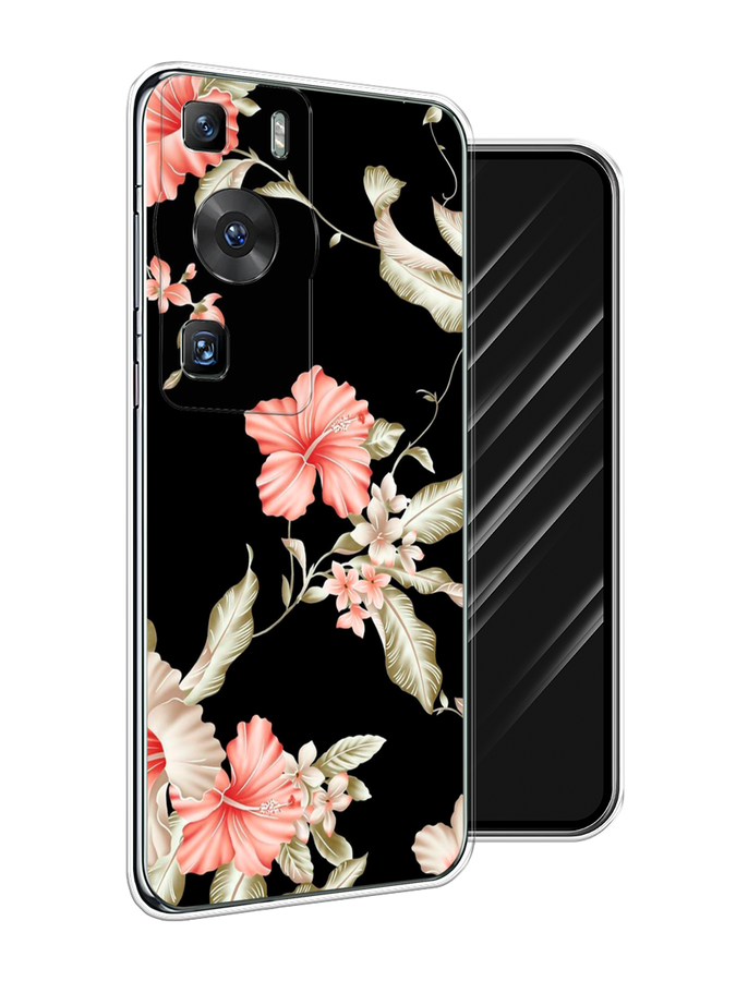 

Чехол Awog на Huawei P60/P60 Pro "Цветы на черном", Черный;розовый, 6121150-8